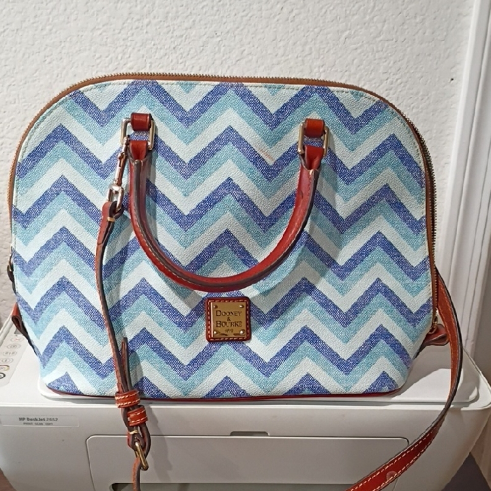 Dooney & Bourke Aqua Chevron Satchel